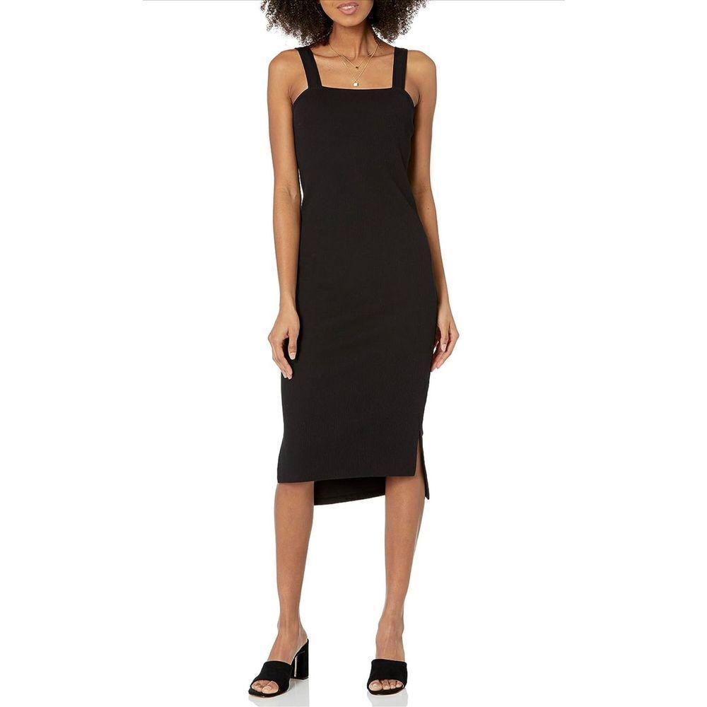 NEW The Drop Amelia Square-Neck Strappy Midi Tank Dress S